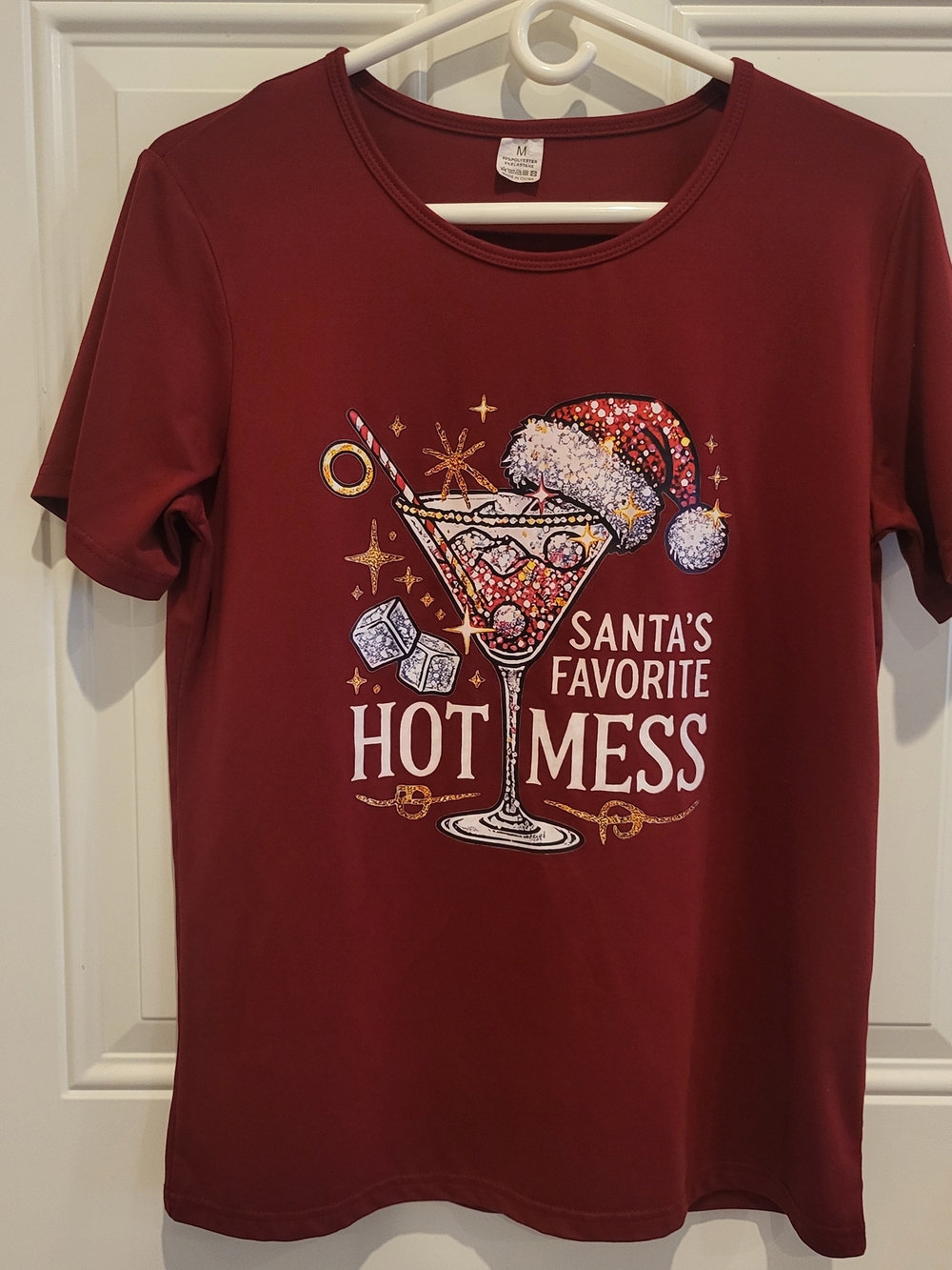 Unbranded Women's Maroon 'Santa's Favorite Hot Mess' Holiday Tee
